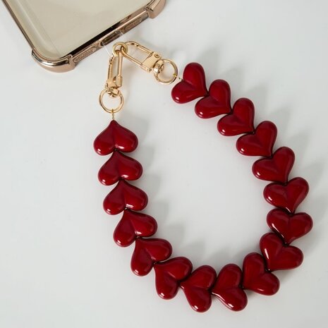 Telefoonkoord hartjes zwart