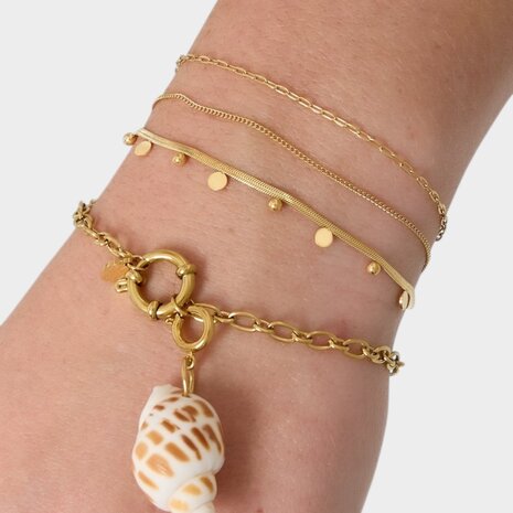 Armband staal trio goud