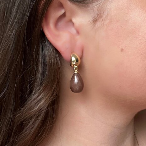 Oorbellen druppel resin oranje