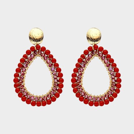 Oorbellen druppel steen rood