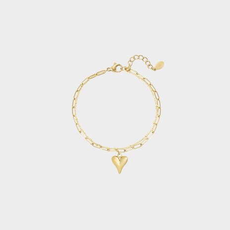 Armband staal duo hart