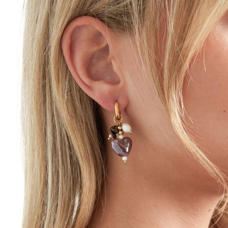 Oorbellen hart parel oranje