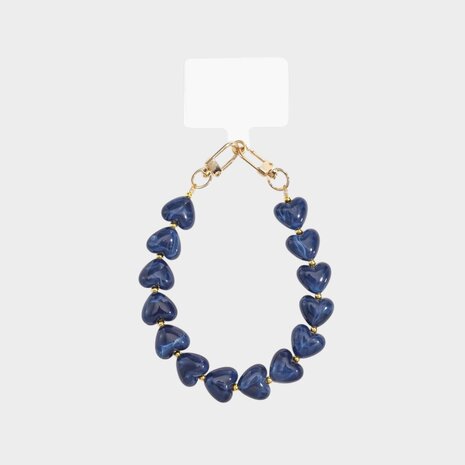 Telefoonkoord hart donkerblauw