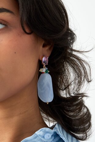 Oorbellen resin crystal roze