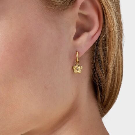 Oorbellen creool bloem zilver