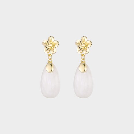Oorbellen bloem druppel beige