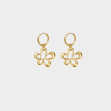 Oorbellen bloem zirconia wit