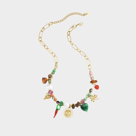 Ketting kraal bedel multi