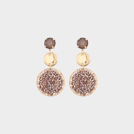Oorbellen trio crystal taupe