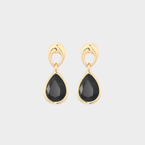 Oorbellen drop crystal zwart