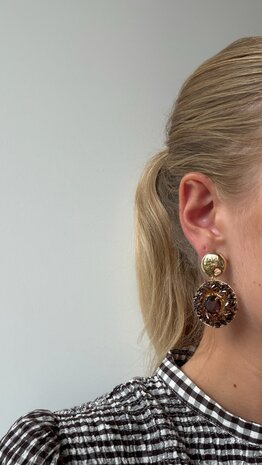 Oorbellen rond crystal groen