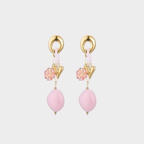 Oorbellen hanger resin roze