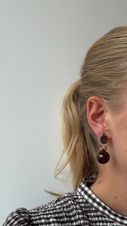 Oorbellen clip crystal magenta
