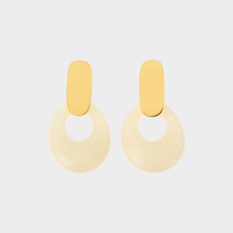 Oorbellen steker druppel beige