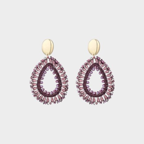 Oorbellen druppel draad bordeaux