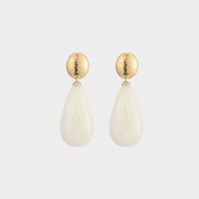 Oorbellen drop resin beige
