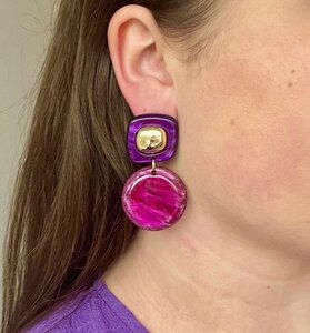 Oorbellen duo resin paars