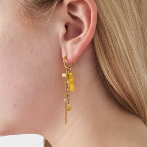 Oorbellen ketting kraal roze