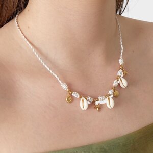 Ketting touw schelp wit