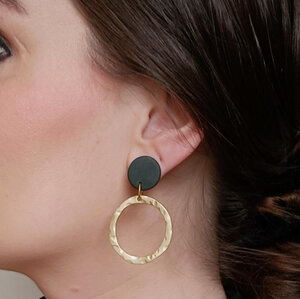 Oorbellen cirkel mat groen