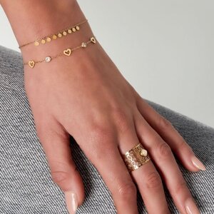 Armband staal hart wit