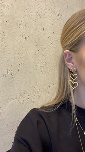 Oorbellen trio hart geborsteld
