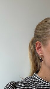 Oorbellen drop crystal taupe