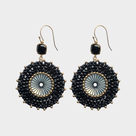Oorbellen rozet crystal zwart