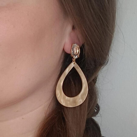 Oorbellen resin druppel olijf