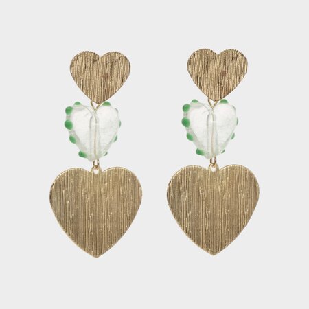 Oorbellen trio hart groen