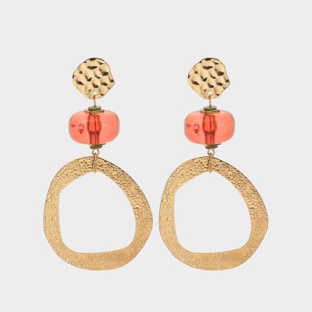 Oorbellen cirkel glas rood