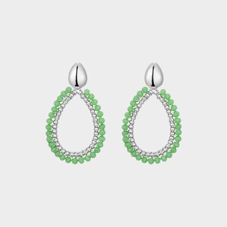 Oorbellen druppel zilver groen