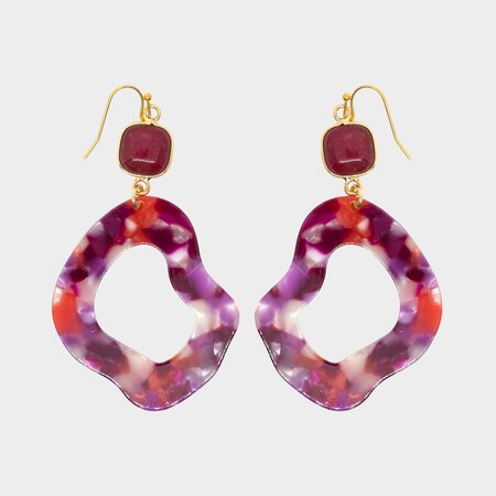 Oorbellen resin fuchsia mêlee