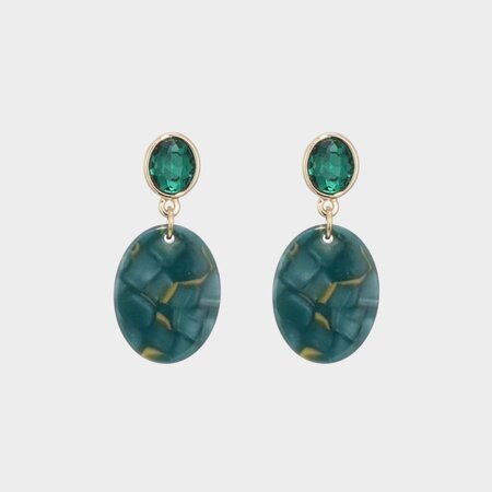 Oorbellen resin crystal groen