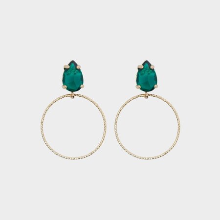Oorbellen cirkel crystal groen