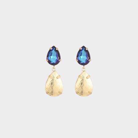 Oorbellen druppel crystal blauw