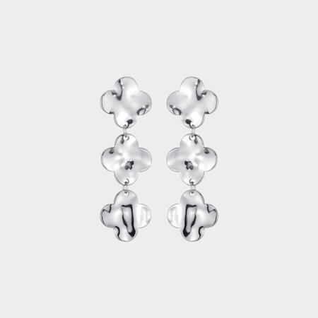 Oorbellen klaver trio zilver
