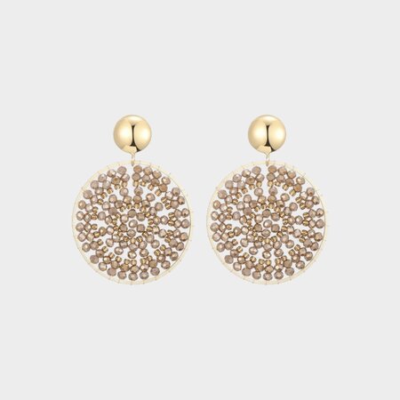 Oorbellen rond glas taupe