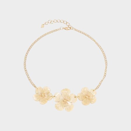 Ketting resin bloem beige