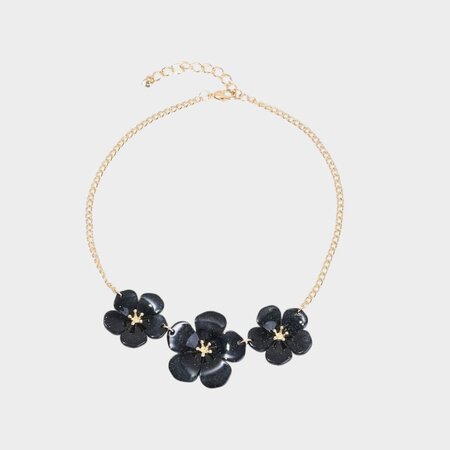 Ketting resin bloem zwart