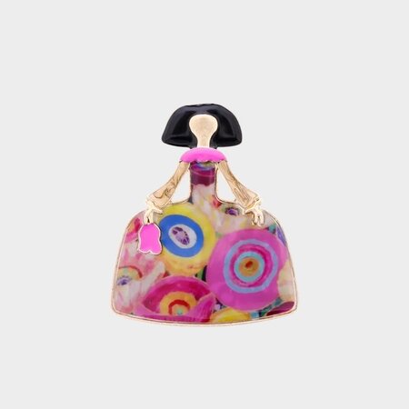 Broche vrouw roze