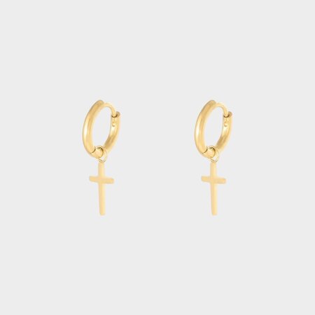 Oorbellen creool staal kruis