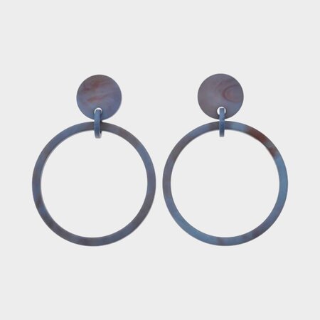 Oorbellen cirkels mat blauw