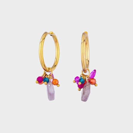 Oorbellen creool steen paars