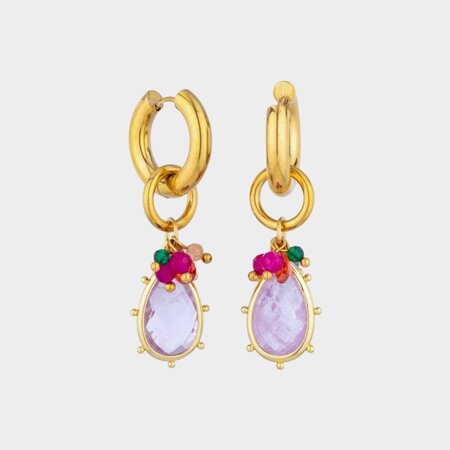 Oorbellen creool steen lila