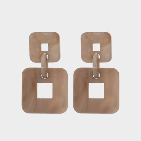 Oorbellen square resin taupe