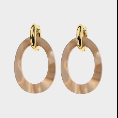 Oorbellen creool ovaal bruin