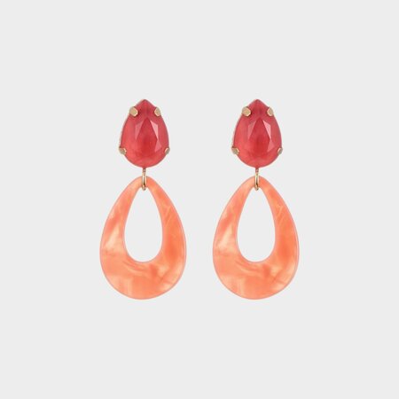 Oorbellen steker druppel oranje