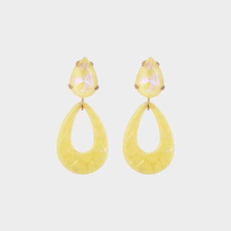 Oorbellen steker druppel geel