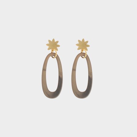 Oorbellen ovaal mat bruin